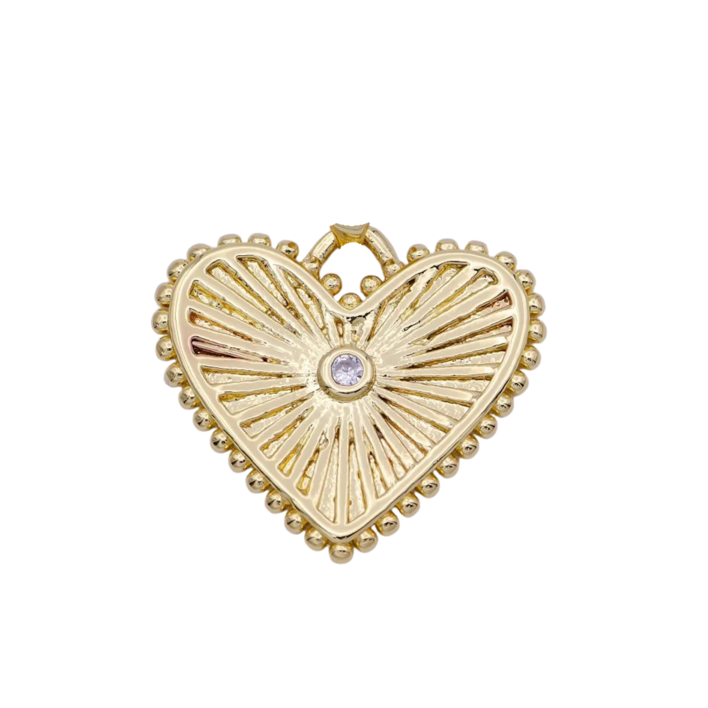 Large Dotted Sunburst Heart Charm