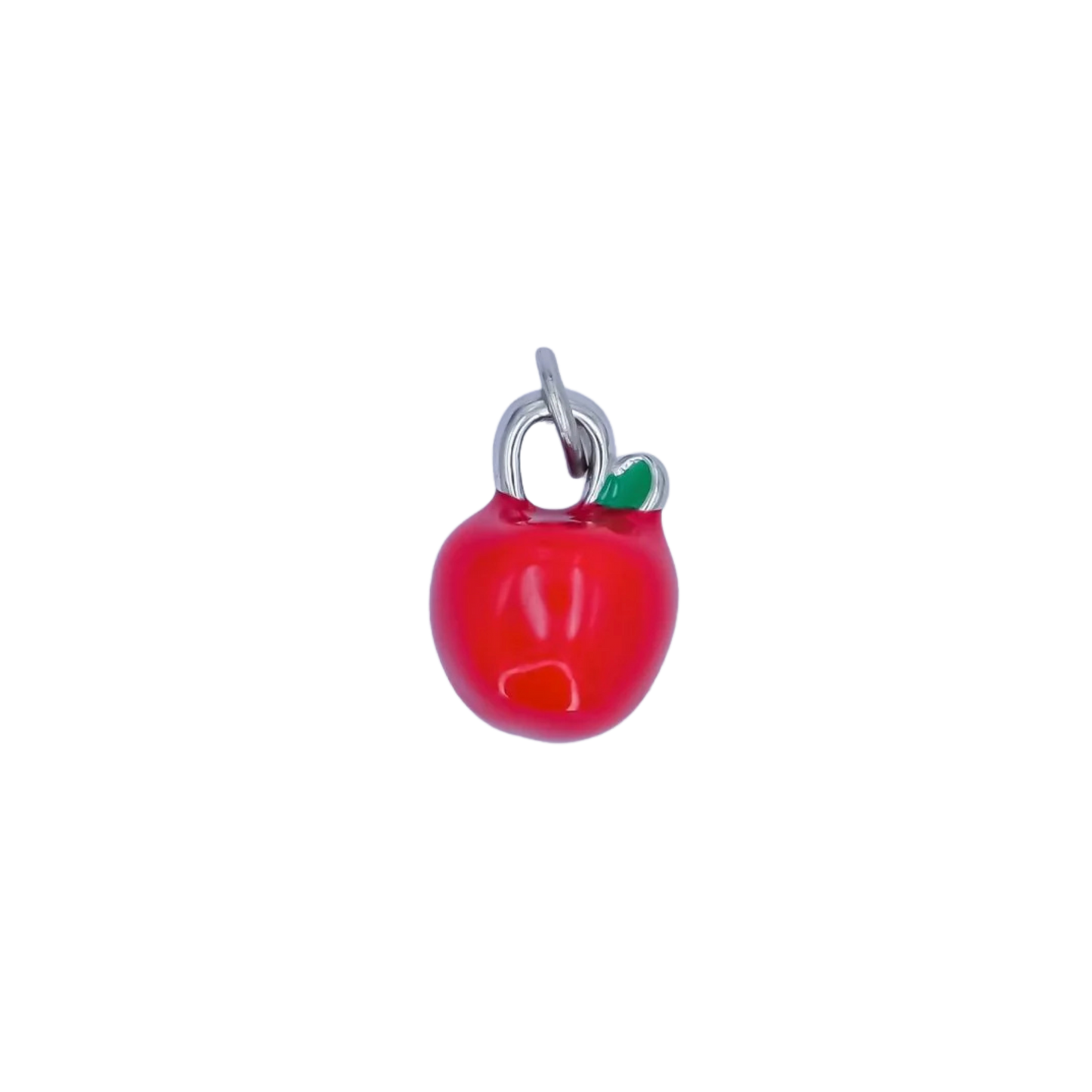 Mini Silver Red Apple Charm