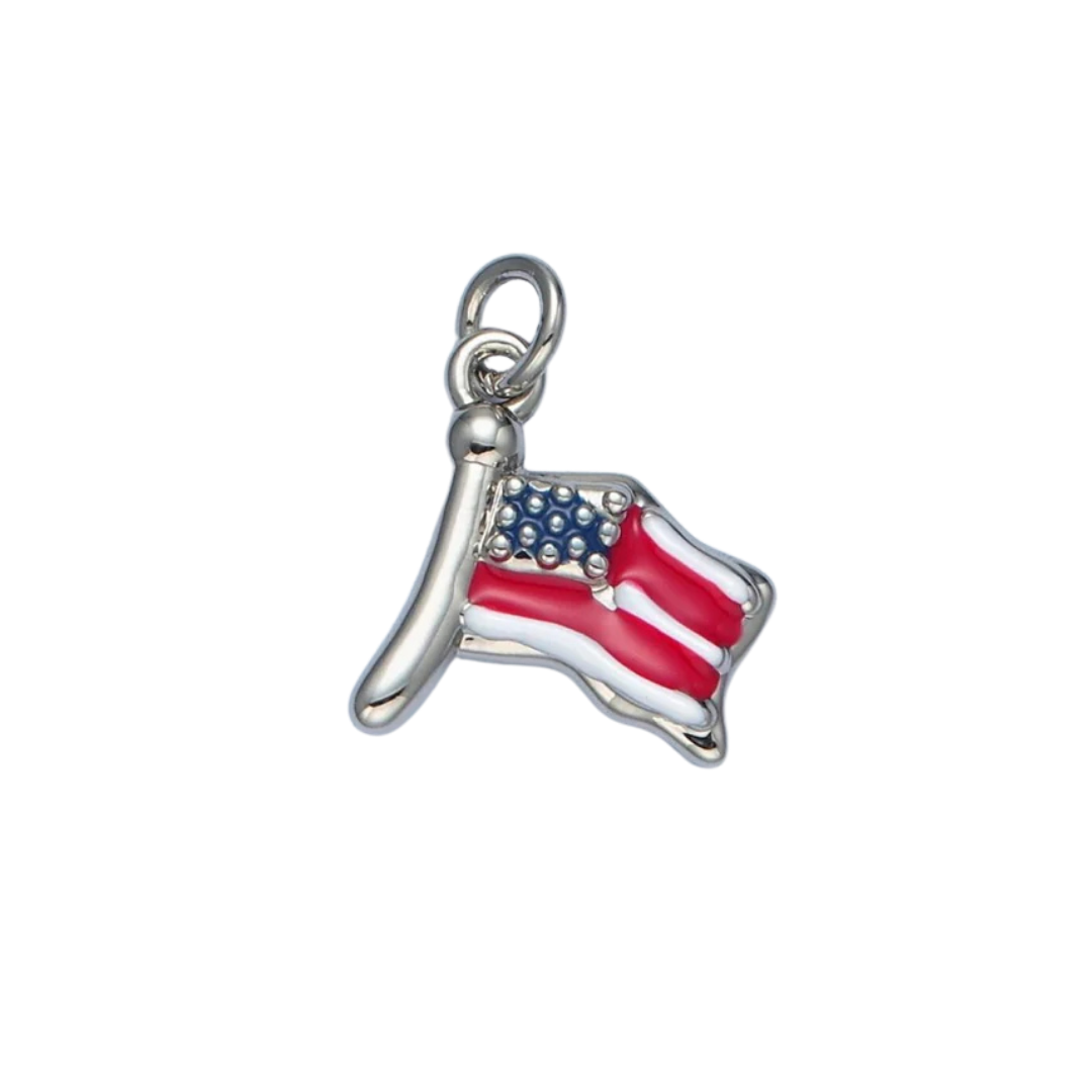 Small Silver American Flag Charm