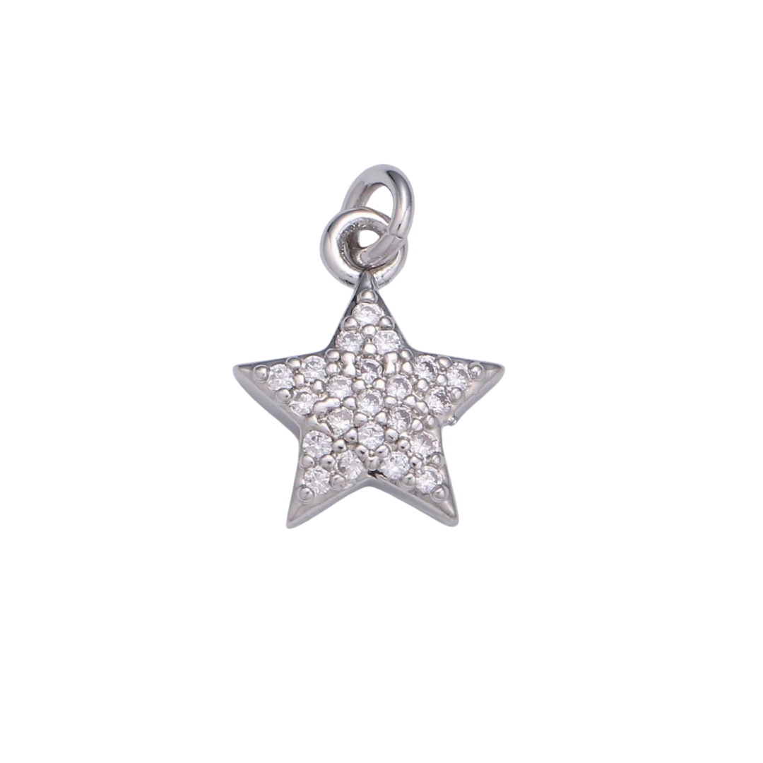 Small Silver Rhinestone Star Charm