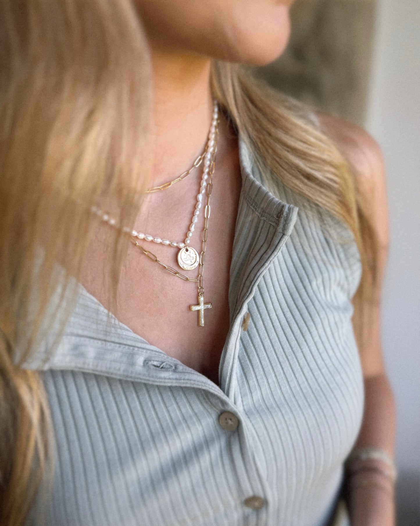 Large Opal Cross Charm