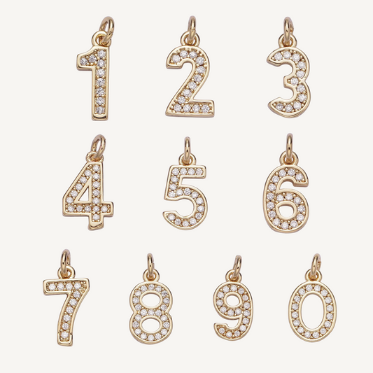 Medium Rhinestone Number Charm