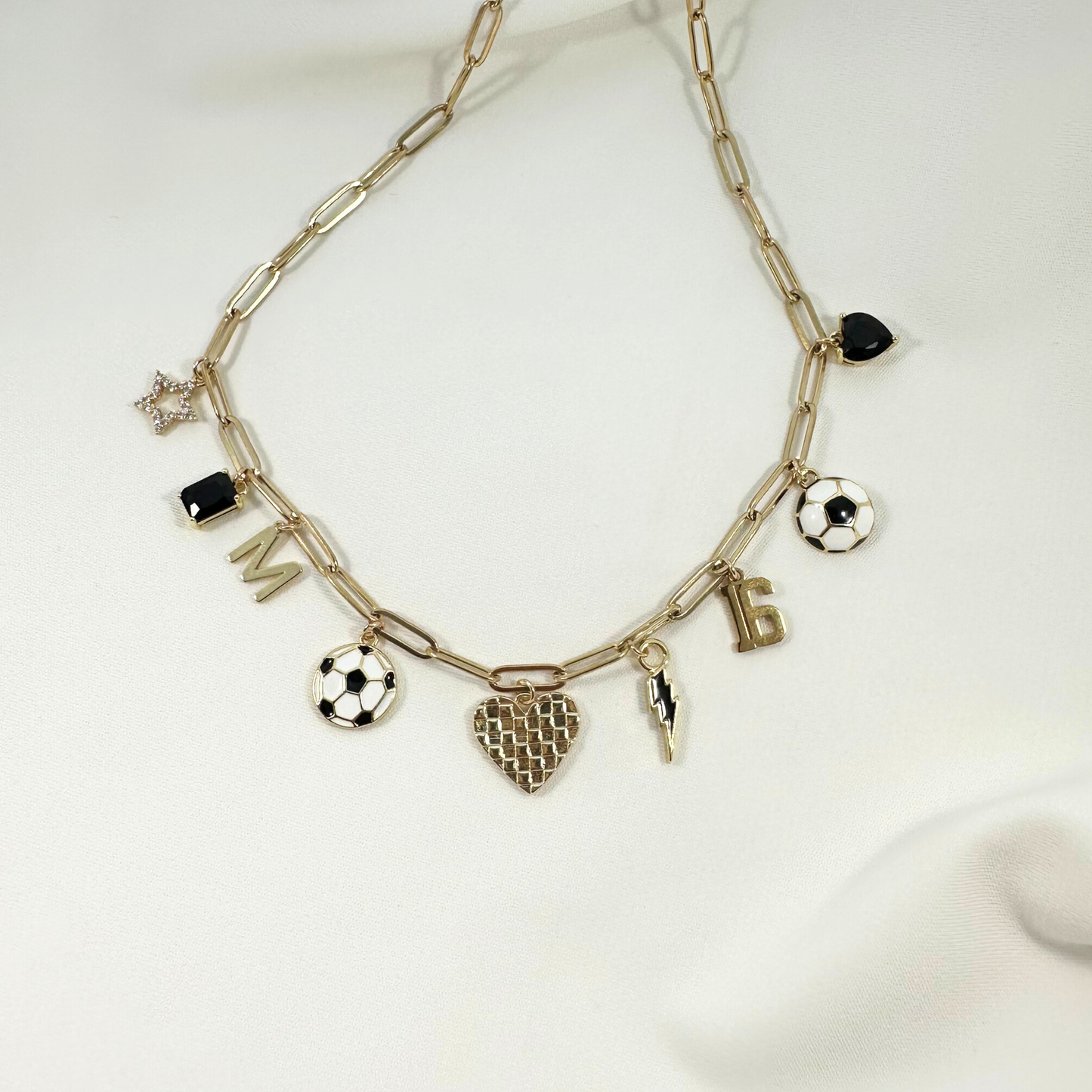 Soccer Black and White 9-Charm Necklace