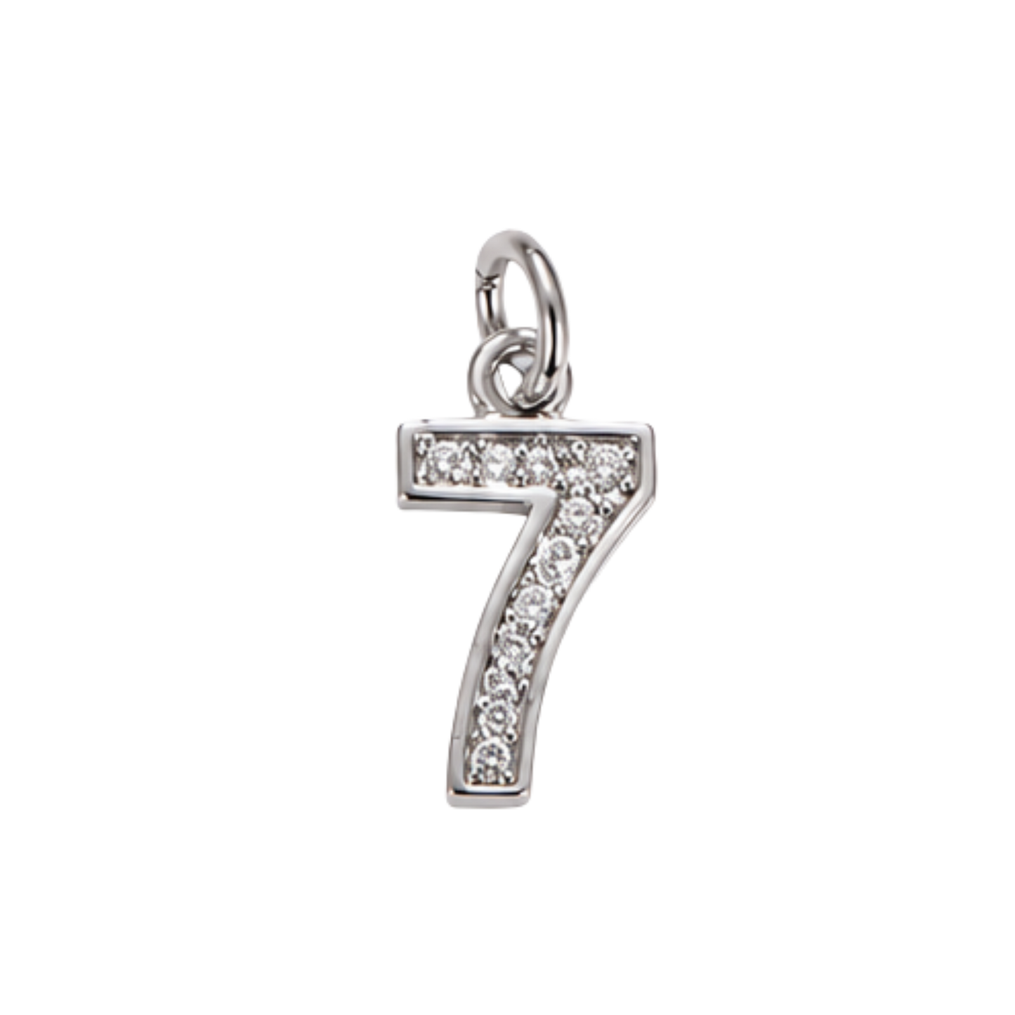 Small Silver Rhinestone Number Charm