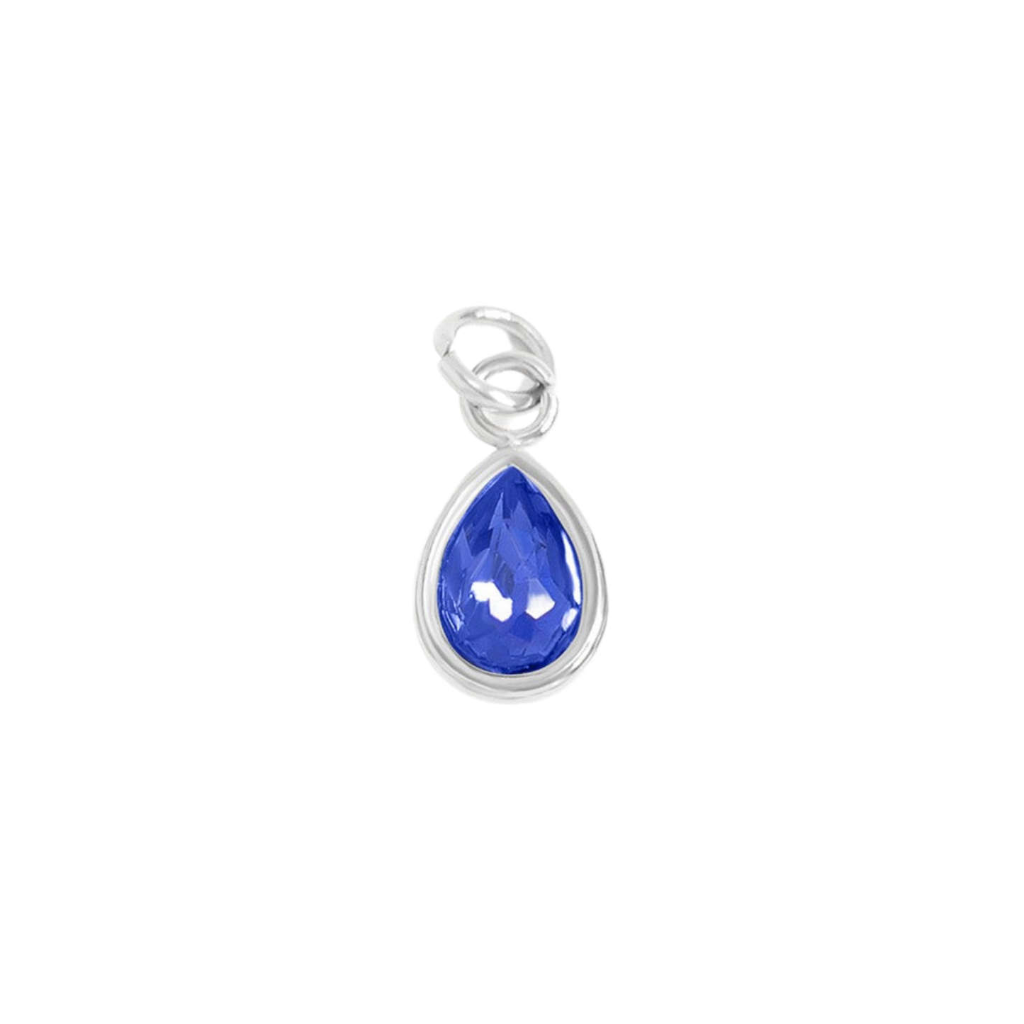 Mini Teardrop Colored Gem Charms (Silver)
