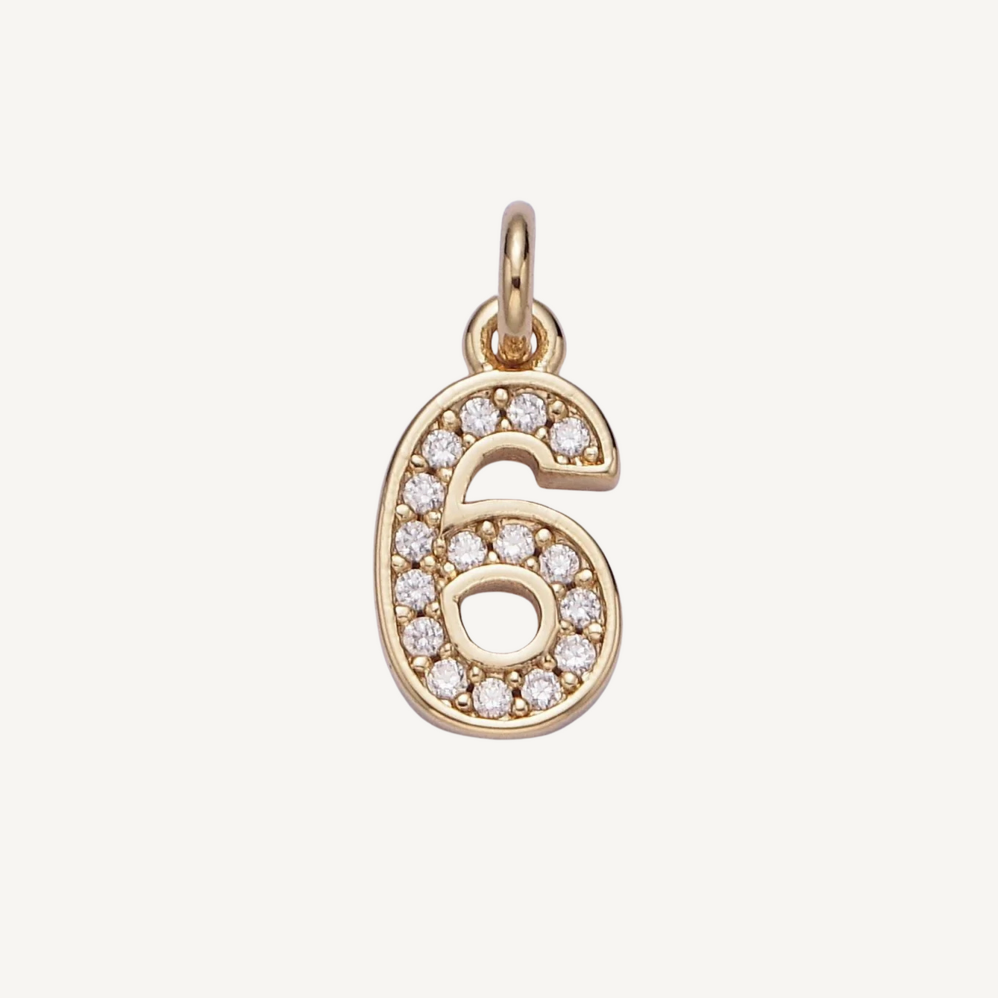 Small Rhinestone Number Charm