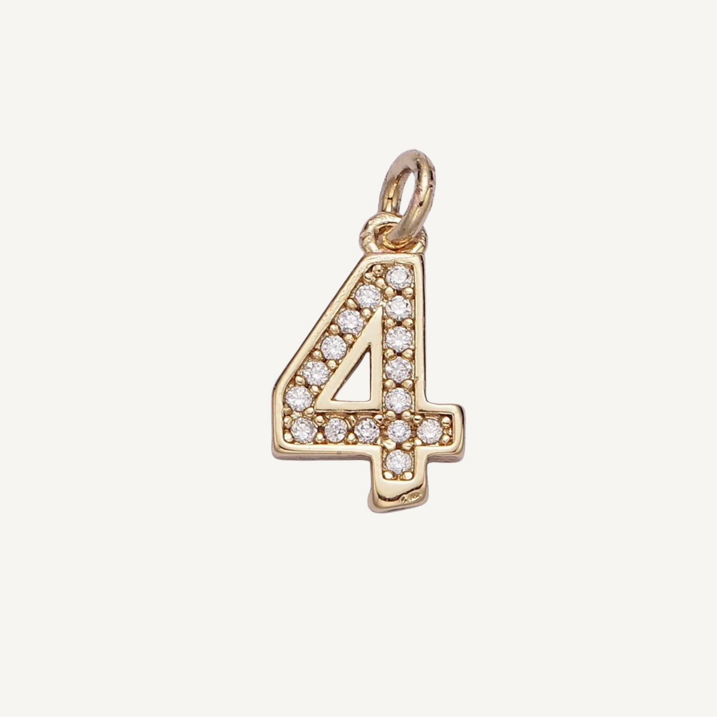Small Rhinestone Number Charm