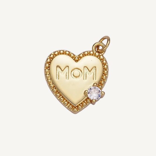 Medium "Mom" Heart Charm