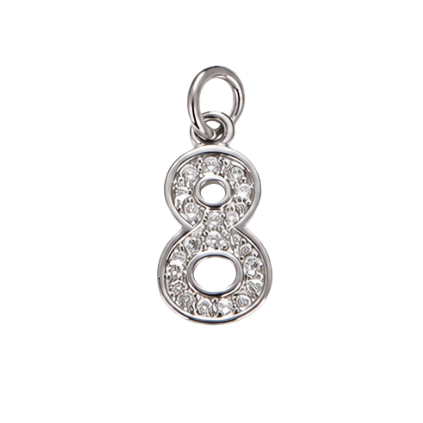Small Silver Rhinestone Number Charm