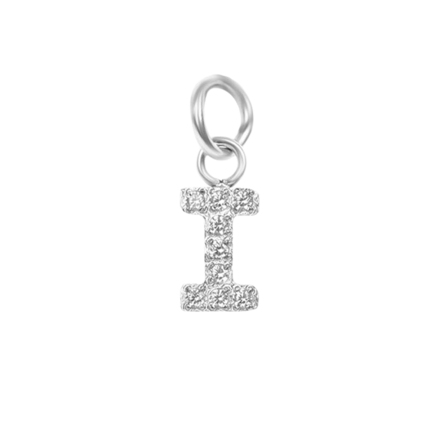 Mini Silver Paved Initial Charms