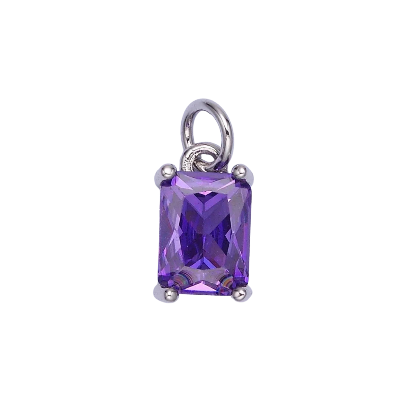Small Silver Baguette Colored Charms