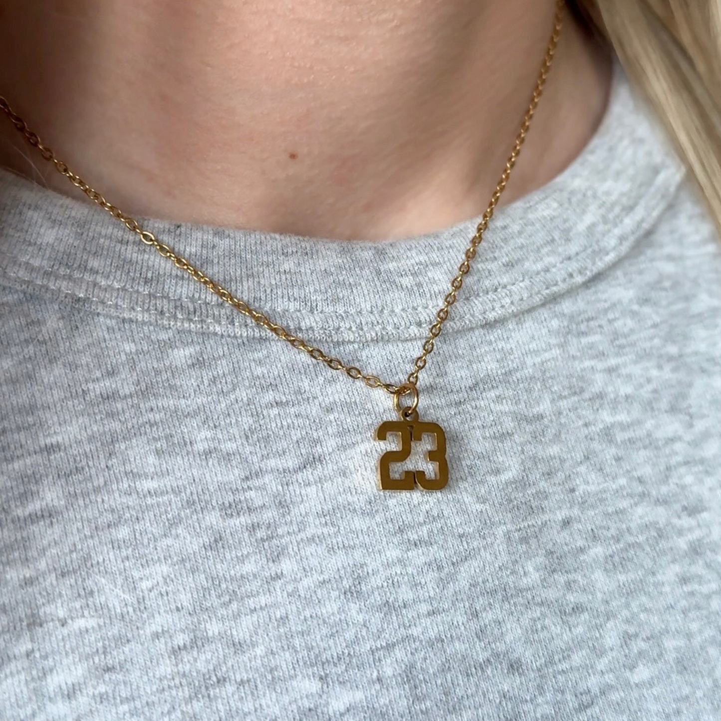 Gold Sports Number Necklace
