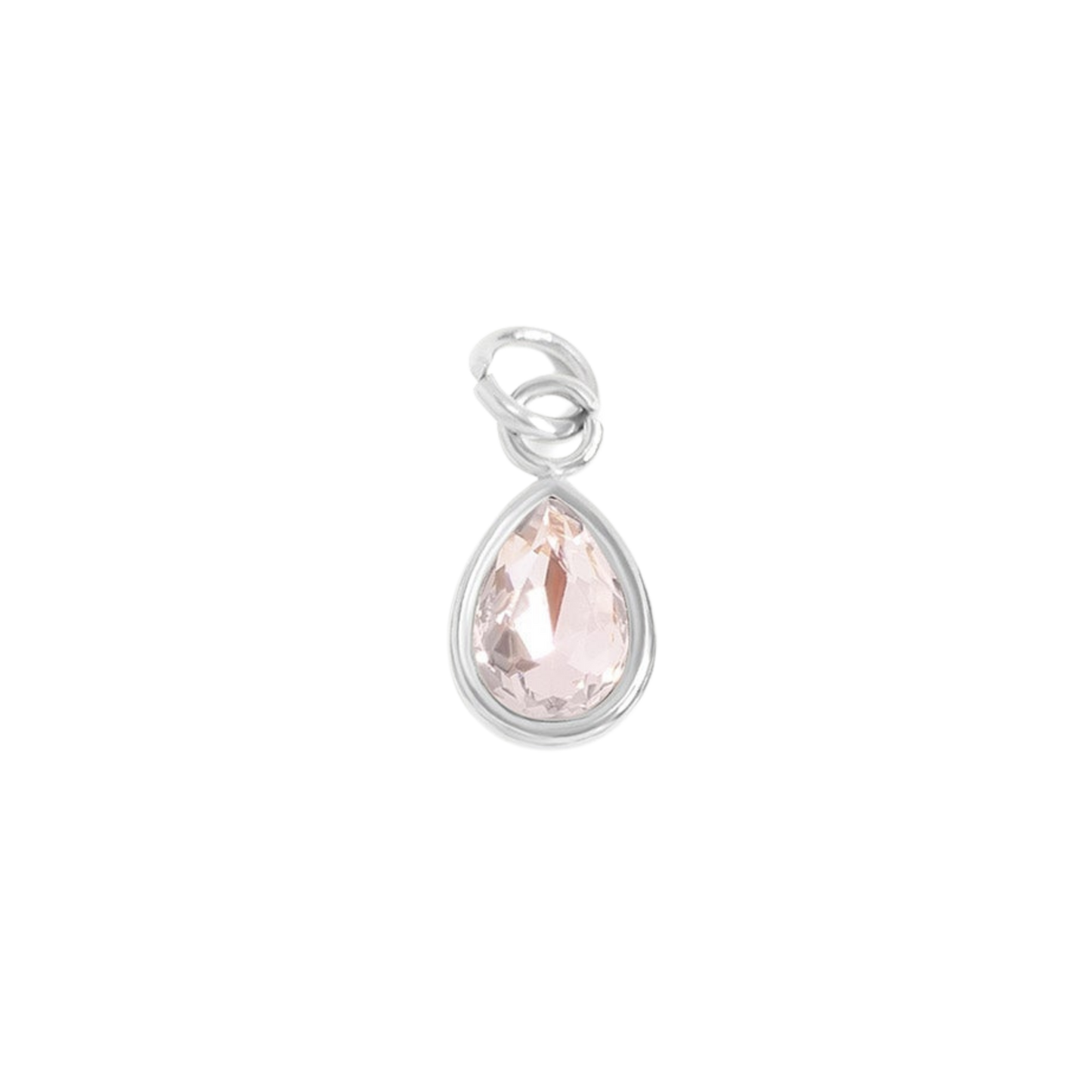 Mini Teardrop Colored Gem Charms (Silver)