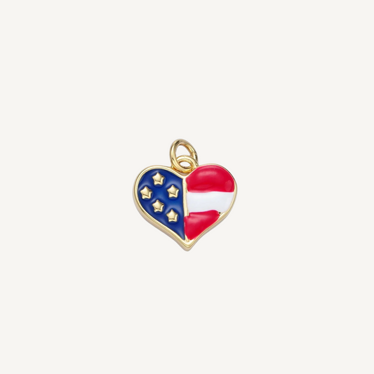 Small American Flag Heart Charm