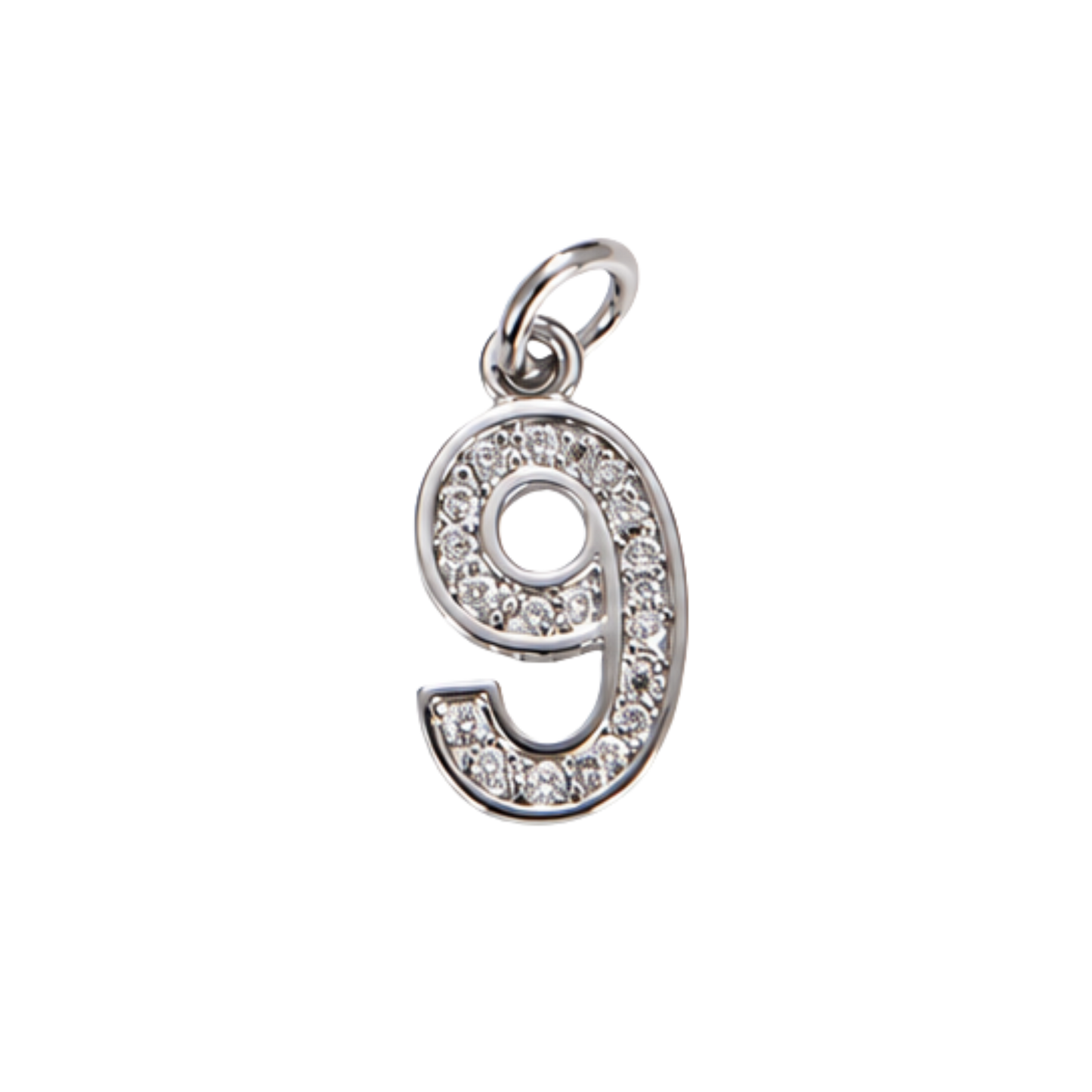 Small Silver Rhinestone Number Charm