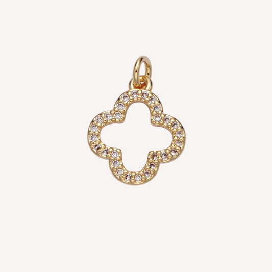 Small Rhinestone Quatrefoil Charm
