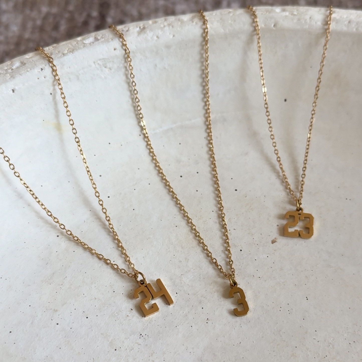 Gold Sports Number Necklace