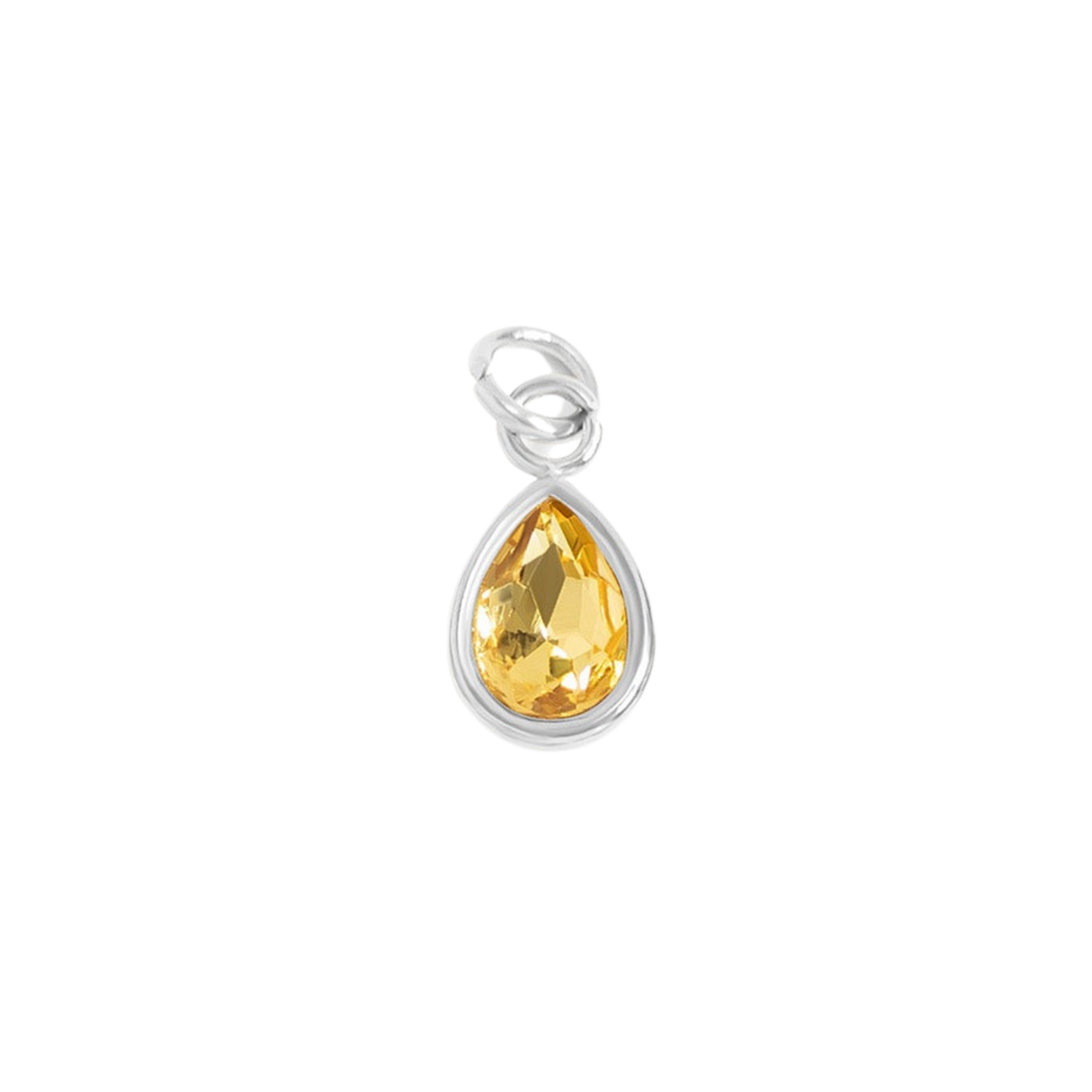 Mini Teardrop Colored Gem Charms (Silver)