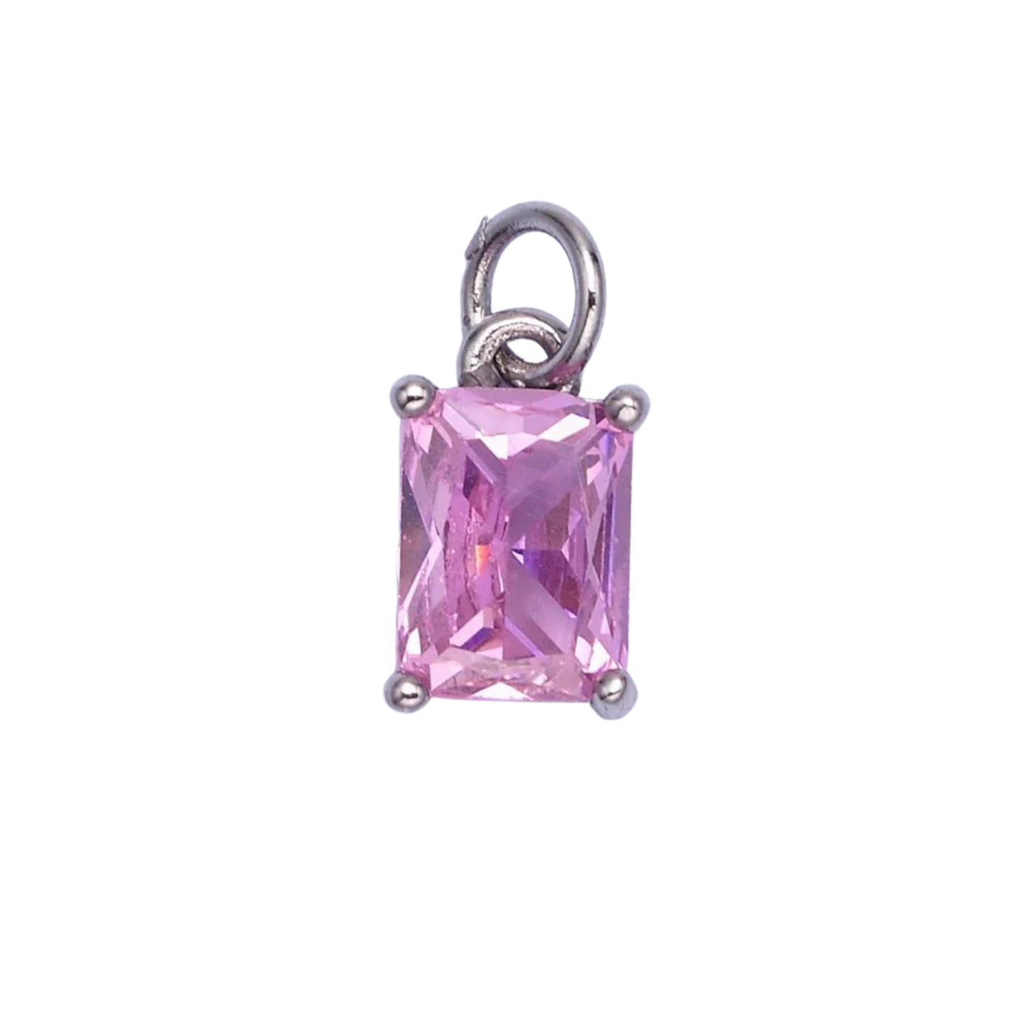 Small Silver Baguette Colored Charms