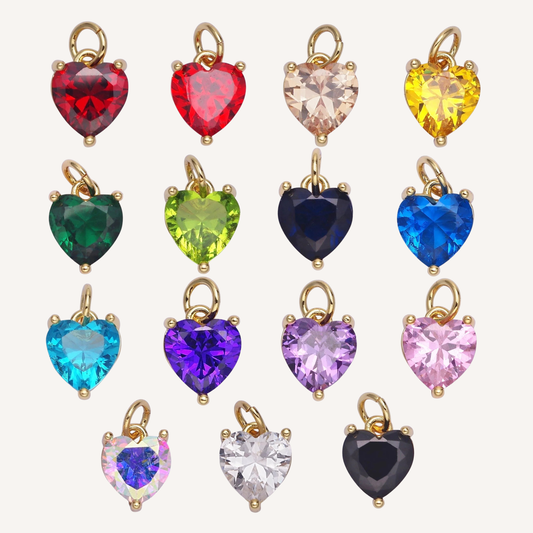 Small Colored Heart Charms
