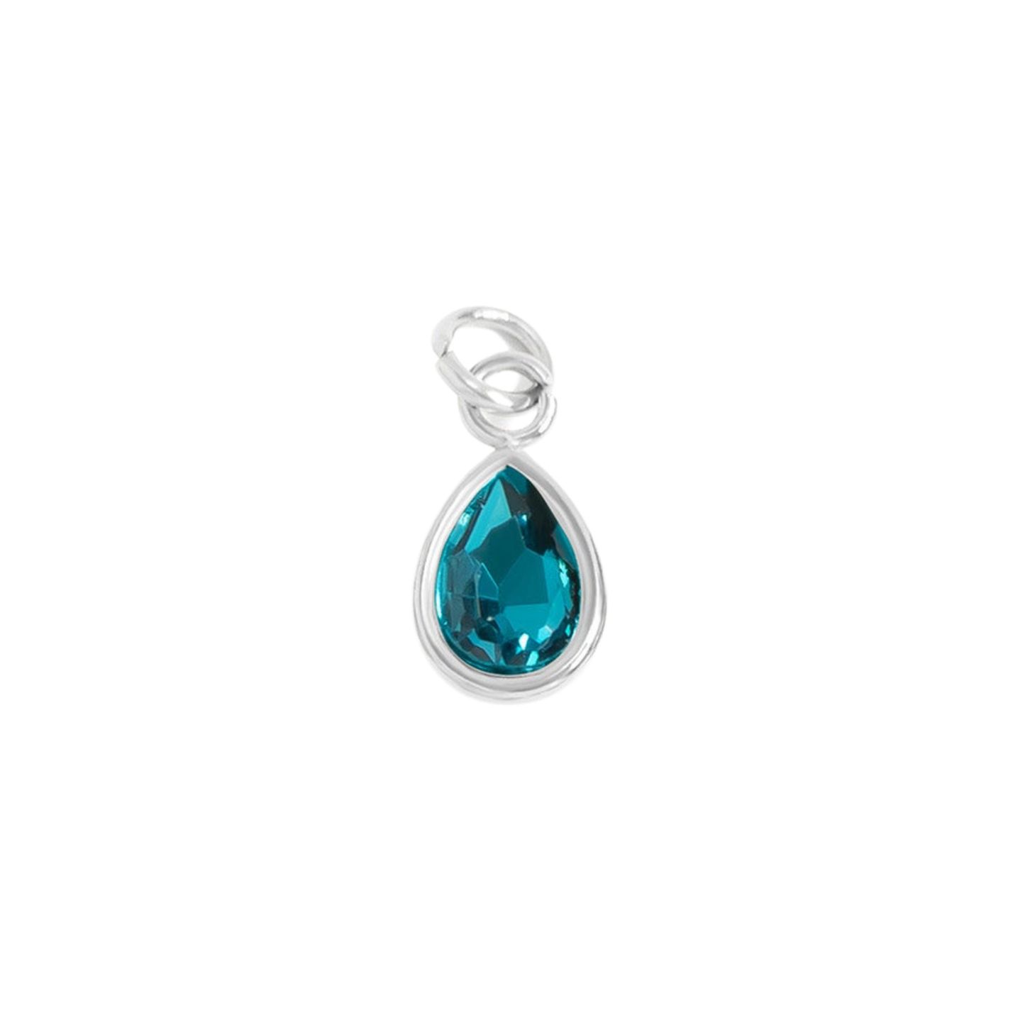 Mini Teardrop Colored Gem Charms (Silver)