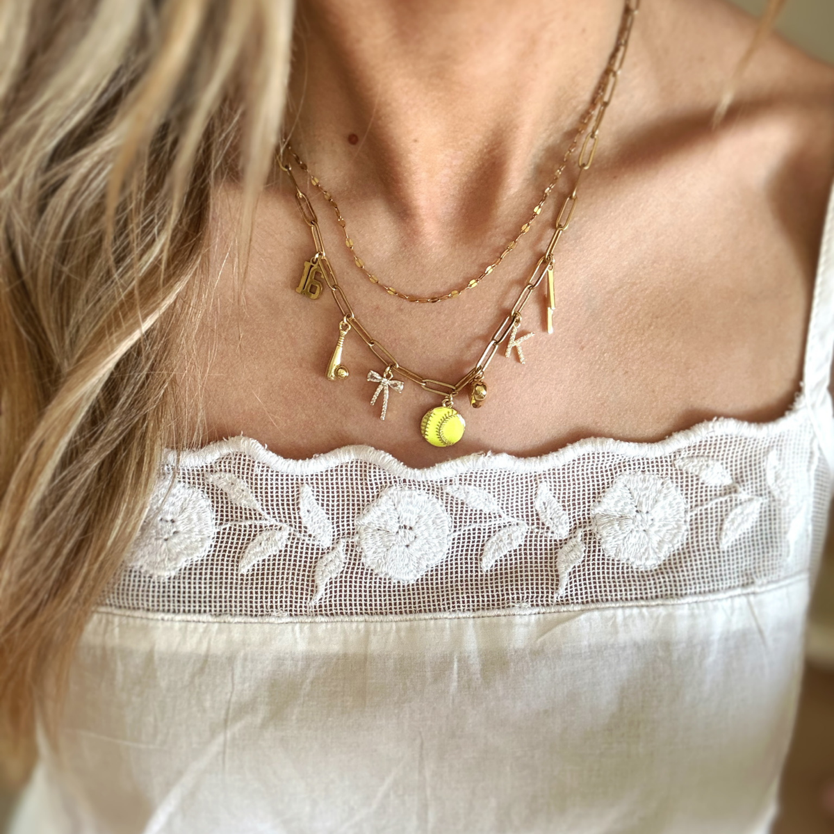 Medium Gold Softball Charm