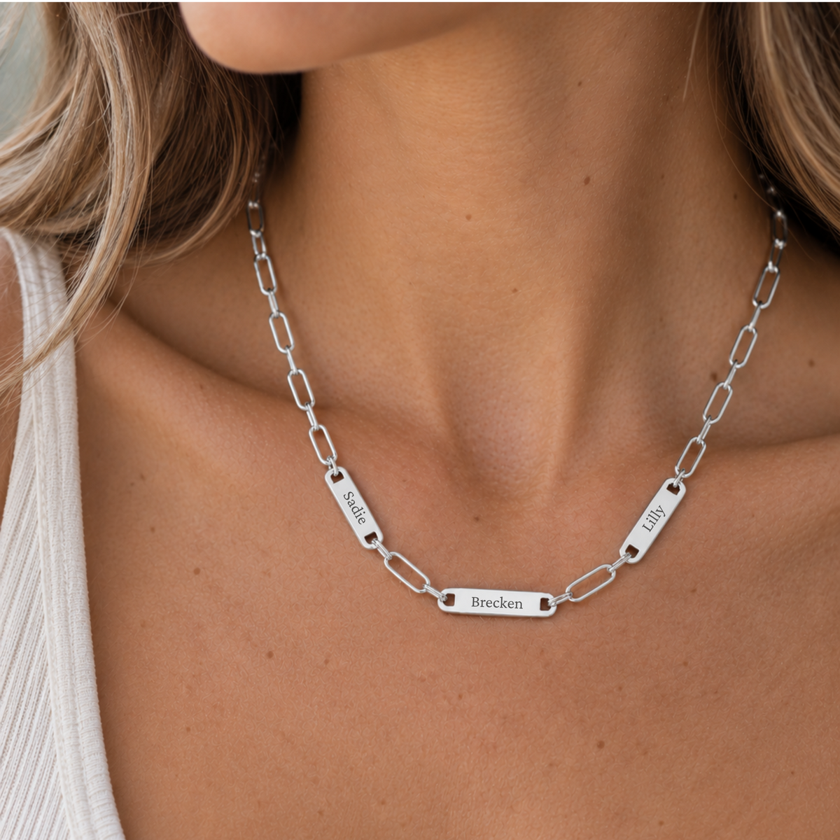 Silver Engraved 1, 2, or 3 Bar Necklace