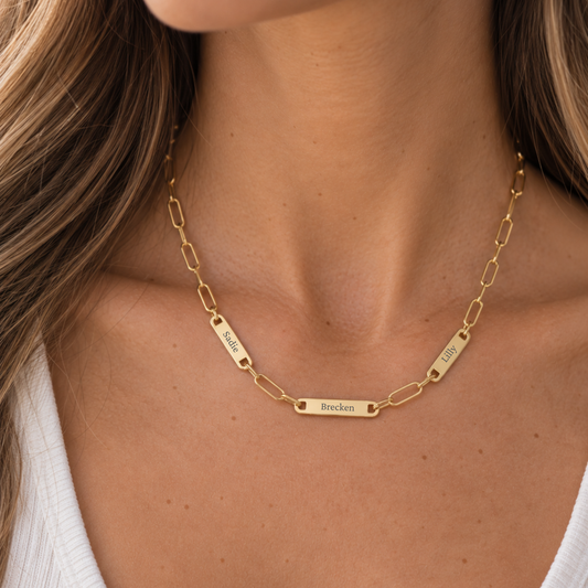 18K Engraved 1, 2, or 3 Bar Necklace