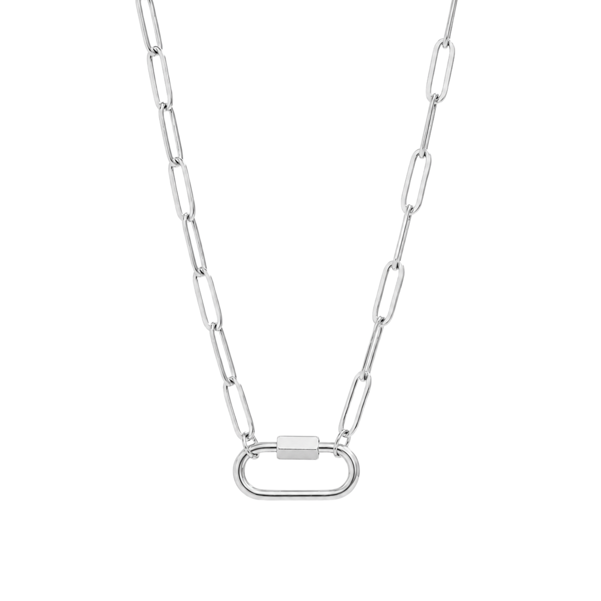 Silver Carabiner Charm Holder Paperclip Necklace