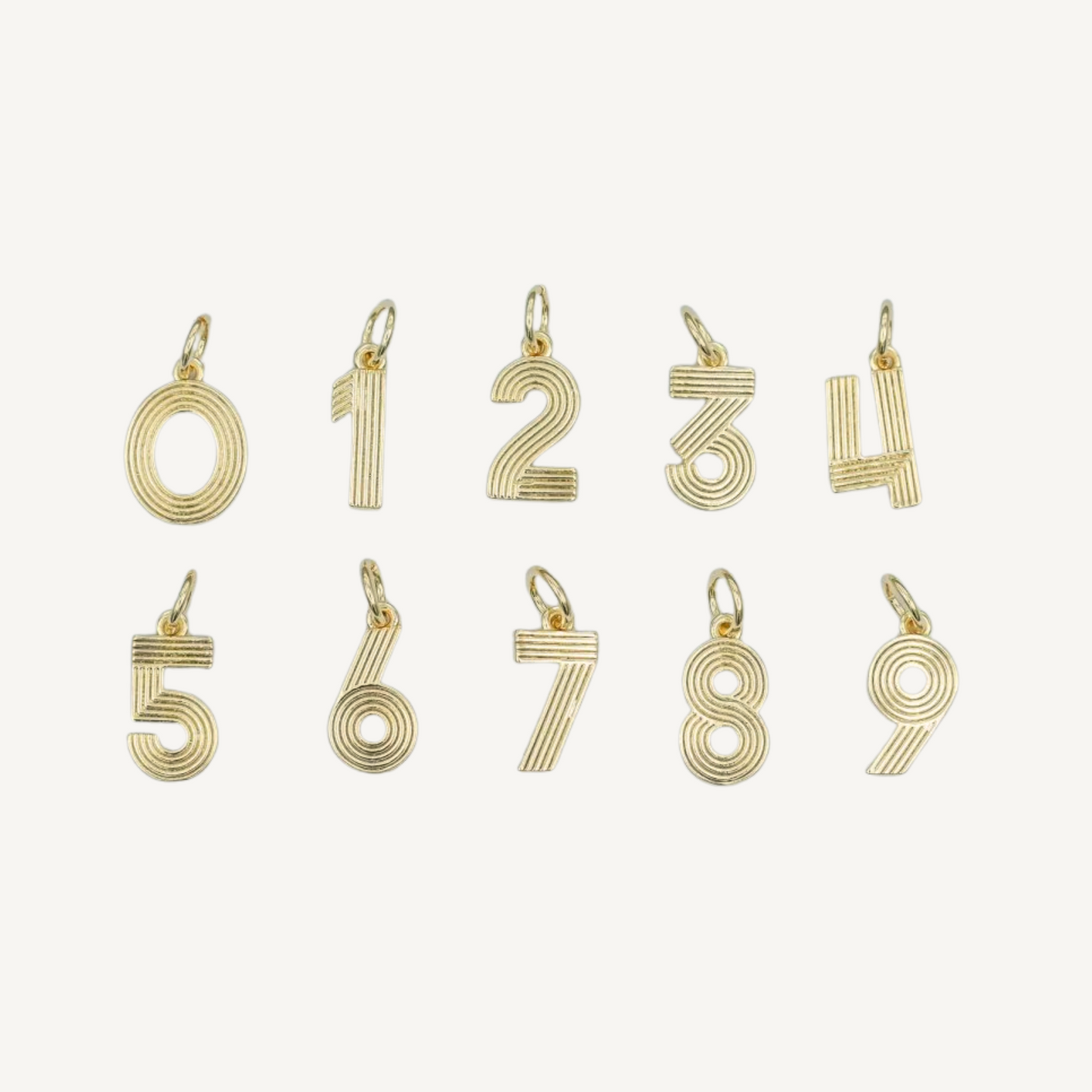 Medium Ribbed Number Charm