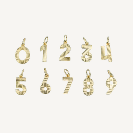 Medium Ribbed Number Charm