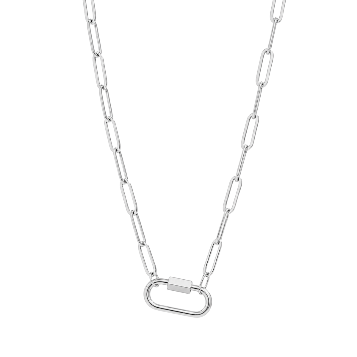 Silver Carabiner Charm Holder Paperclip Necklace
