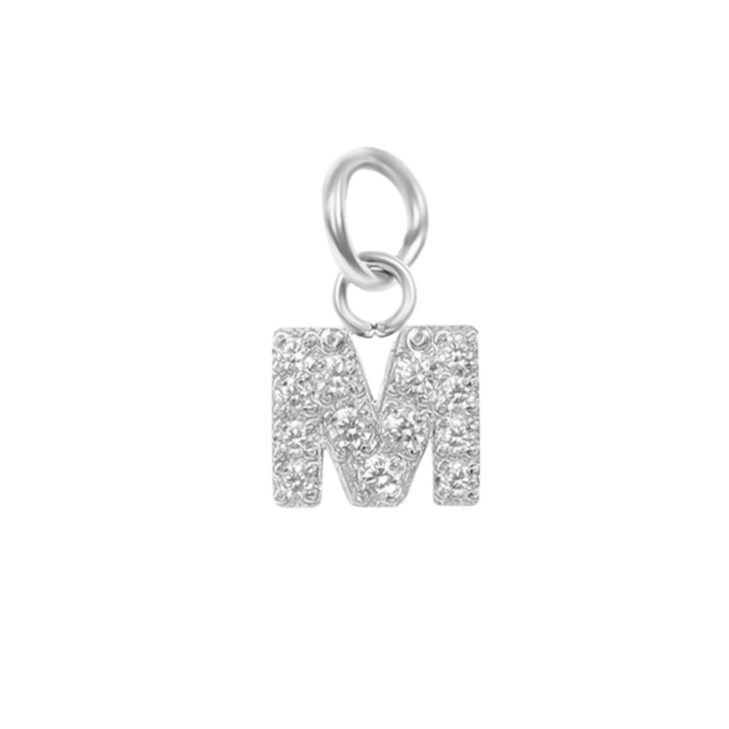 Mini Silver Paved Initial Charms