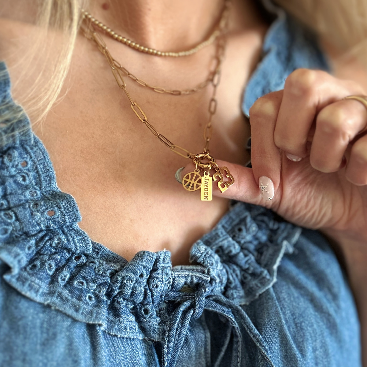Small Gold Basketball Charm