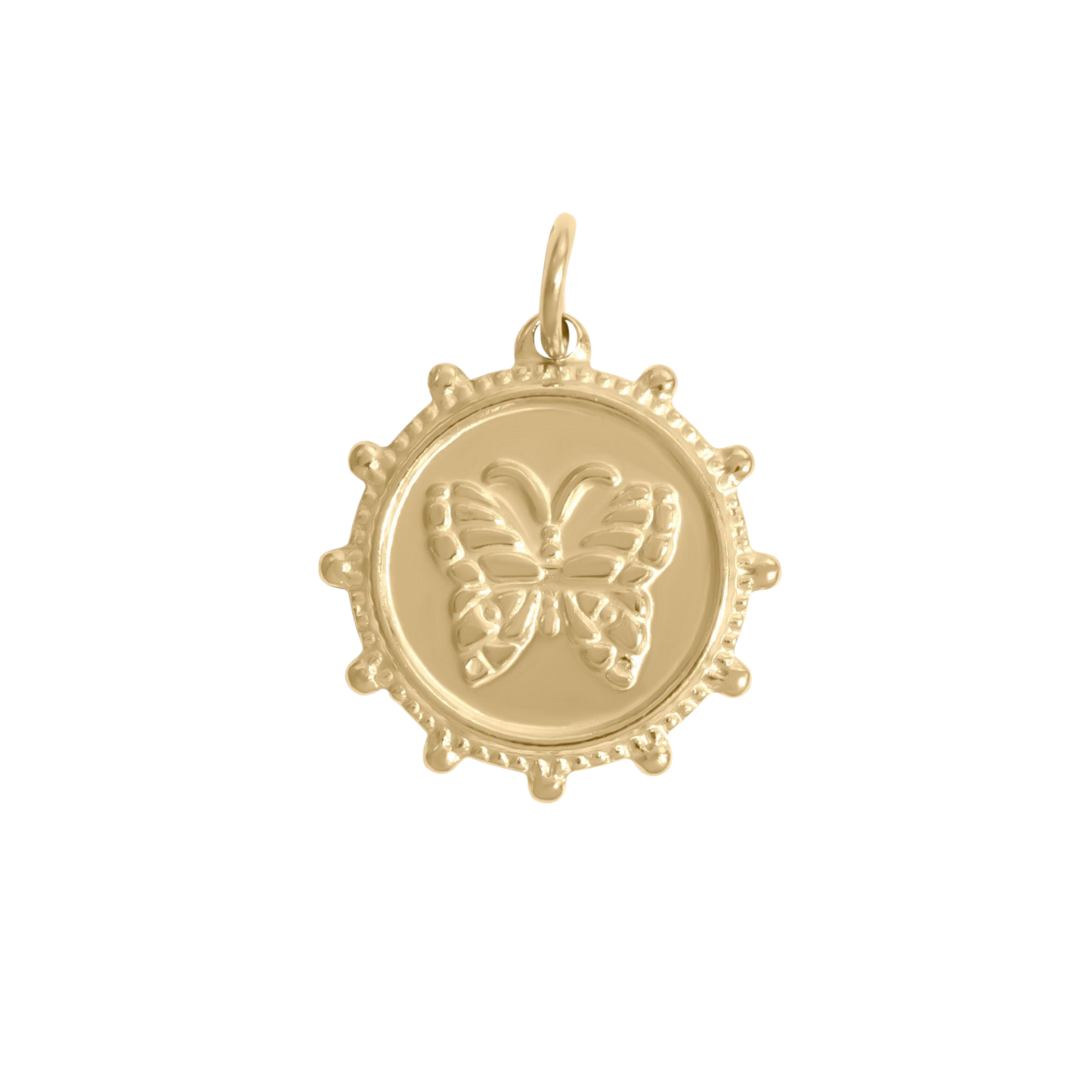 Medium Gold Medallion Butterfly Charm