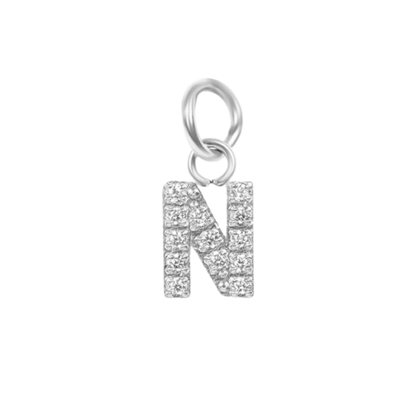 Mini Silver Paved Initial Charms
