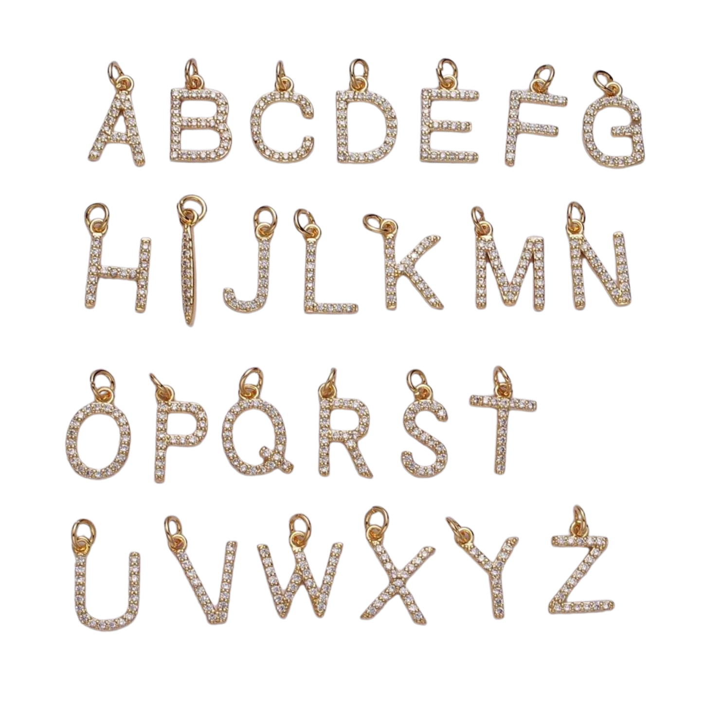 Small Rhinestone Initial Charm