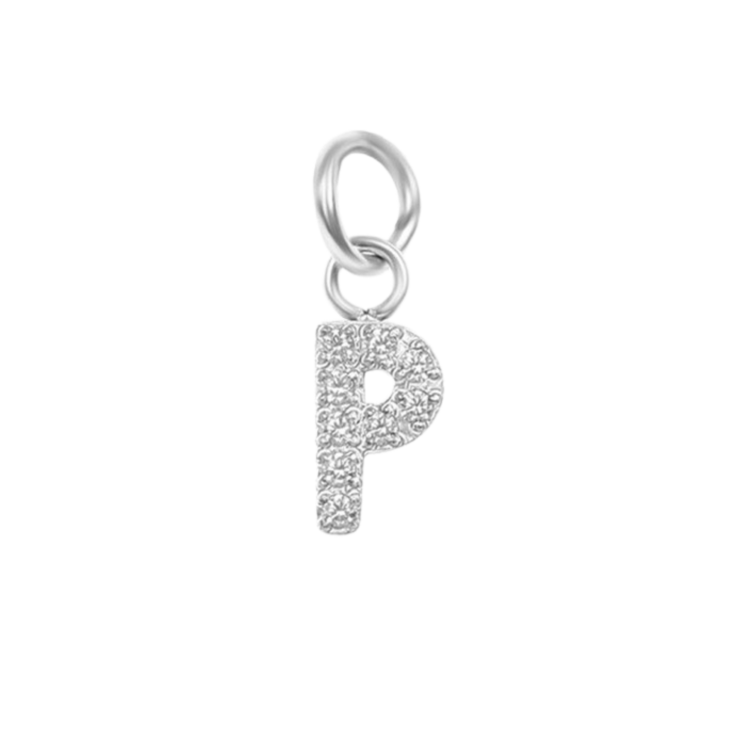 Mini Silver Paved Initial Charms