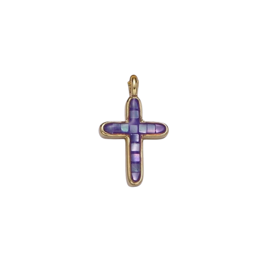 Mini Purple Cross Charm