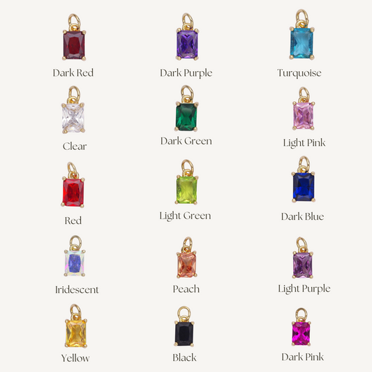 Small Baguette Colored Charms
