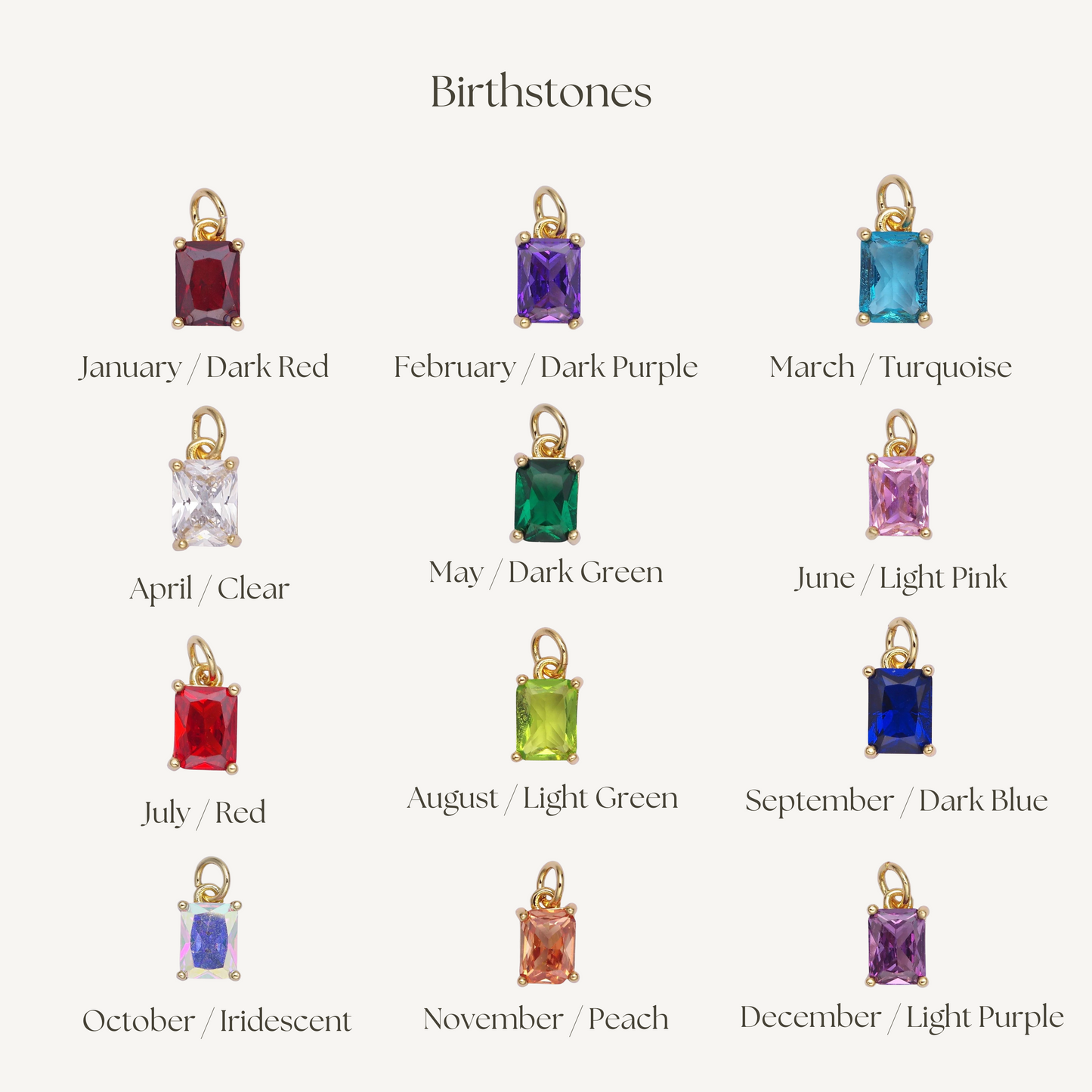 Small Baguette Colored Charms