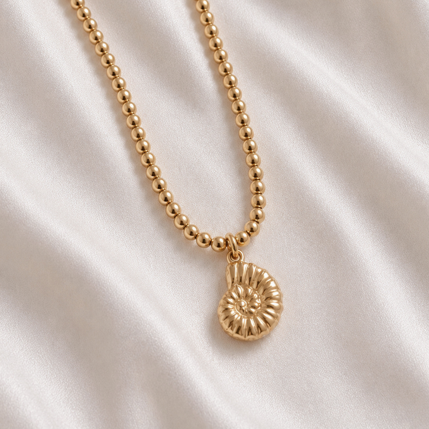 Beaded Nautilus Pendant Necklace