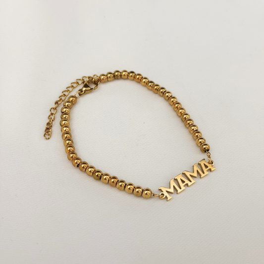Gold Beaded "MAMA" Bracelet