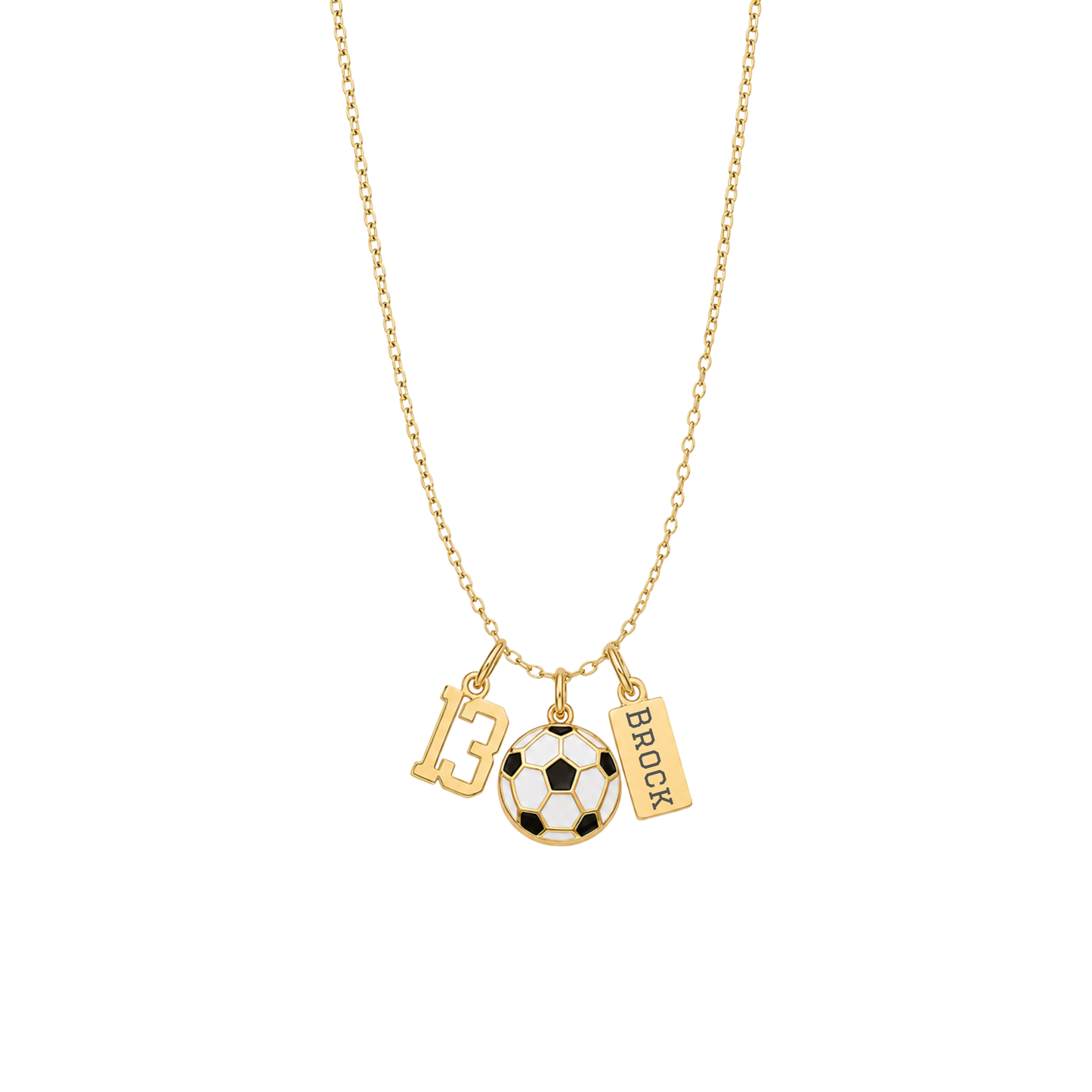 3-Charm Soccer Black + Gold Necklace
