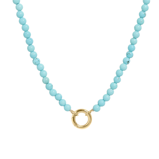 18K Turquoise Beaded Charm Holder Necklace