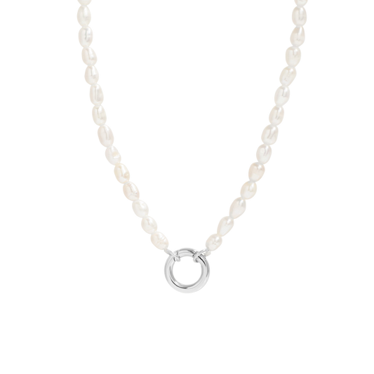 Silver Freshwater Pearl Charm Holder Necklace