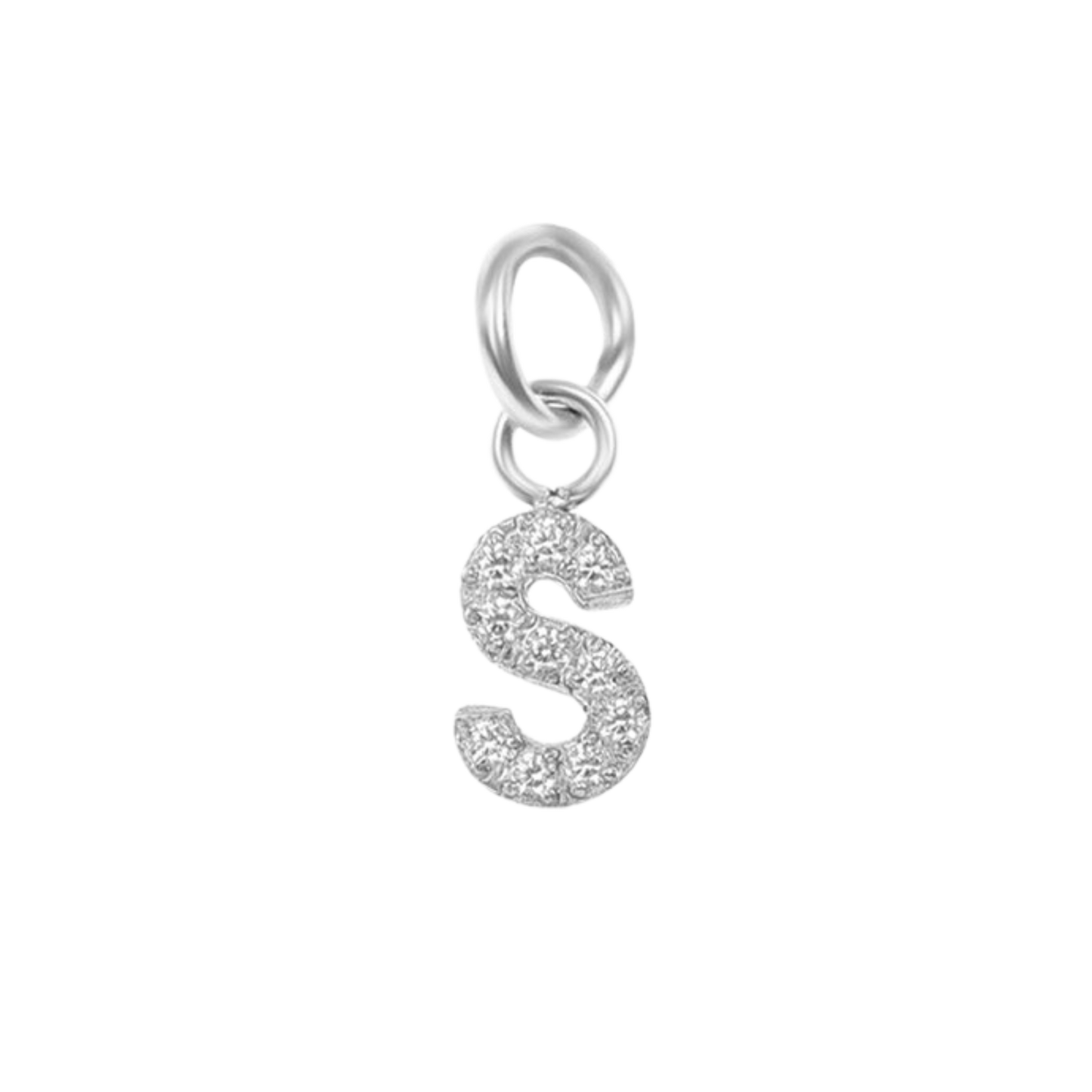 Mini Silver Paved Initial Charms
