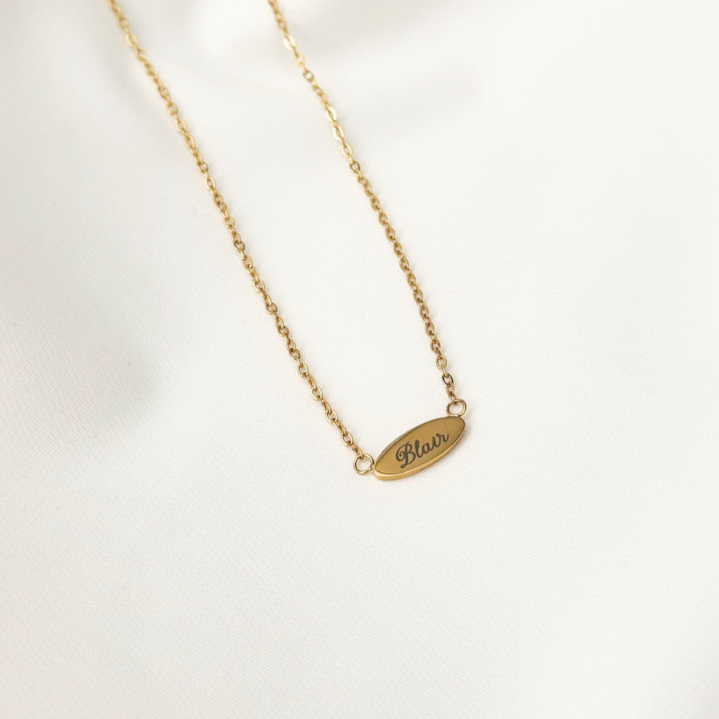 Engraved Oval Necklace