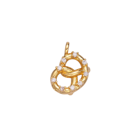 Small Rhinestone Pretzel Charm
