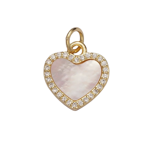 Medium Pearl & CZ Heart Charm